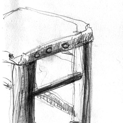 Dog, bird, and a pub stool sketches from Falmouth