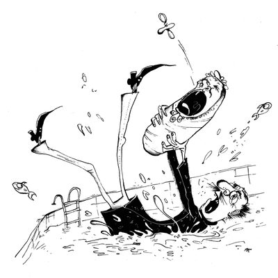 Falling in water
