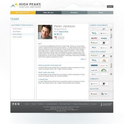 High Peaks - website design