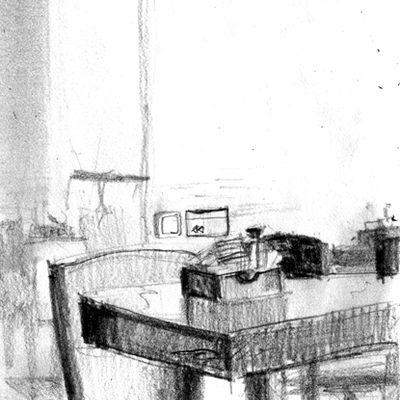 Sketch from a cafe and airport